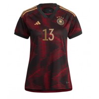Camiseta Alemania Thomas Muller #13 Visitante Equipación para mujer Mundial 2022 manga corta